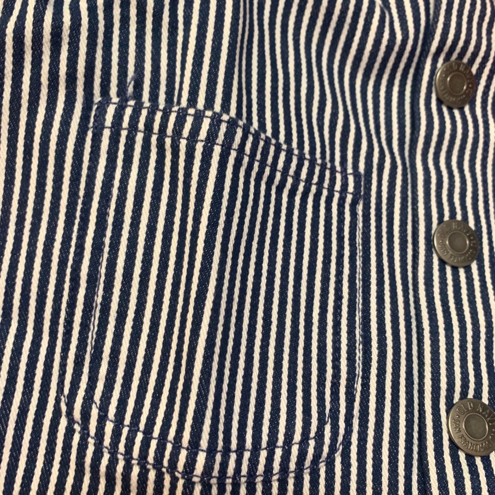 Railroad Stripe Twill Snap Jacket Baby Loose Collared Ice Cream Pocket NWT - Picture 6 of 14